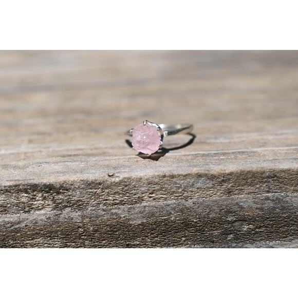 Morganite engagement ring set, raw crystal ring size 3 4 5 6 7 8 9 10 11 12 13 - Picture 9 of 9